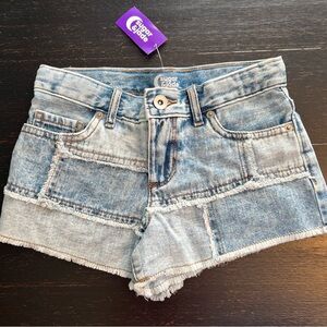 Tween Girls Patchwork Denim Shortie Shorts 8